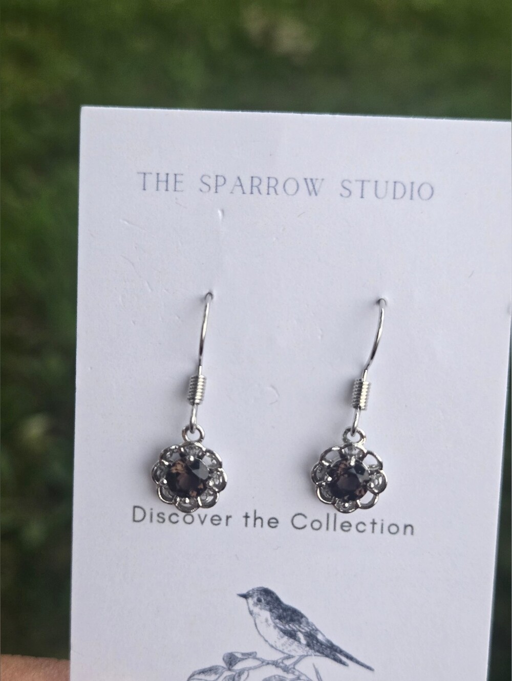 Smoky Quartz Dainty Filigree Drop Earrings